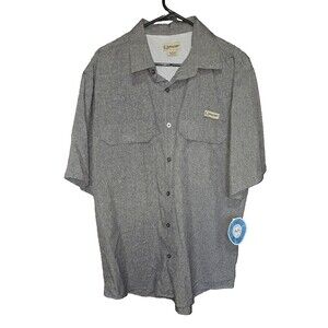 RealTree Fishing Light Gray Short Sleeve Vented Button Up Shirt Size Large NWT